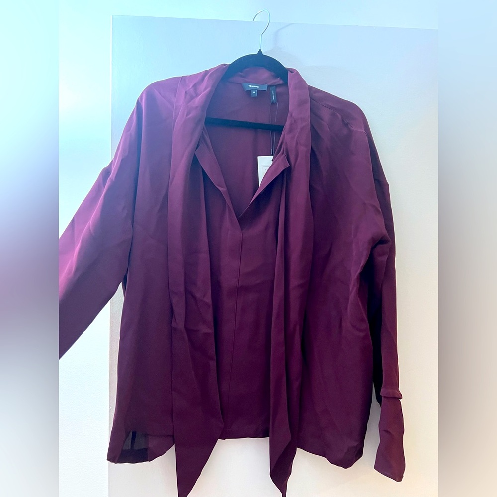 NWT - Theory Silk Scarf Shirt